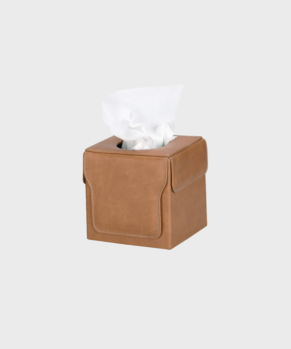 Minimalist Square Leather Tissue Box